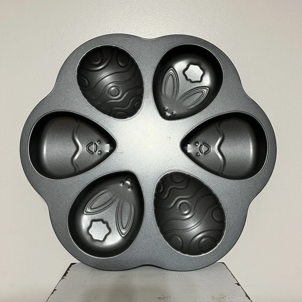 Nordic Ware Easter Egg Spring Cakelet Pan 6 Cavity Non-Stick 3.5 Cup Metal